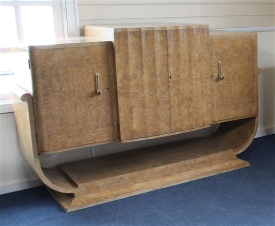 An Art Deco, probably Epstein, burr wood sideboard, W.5ft